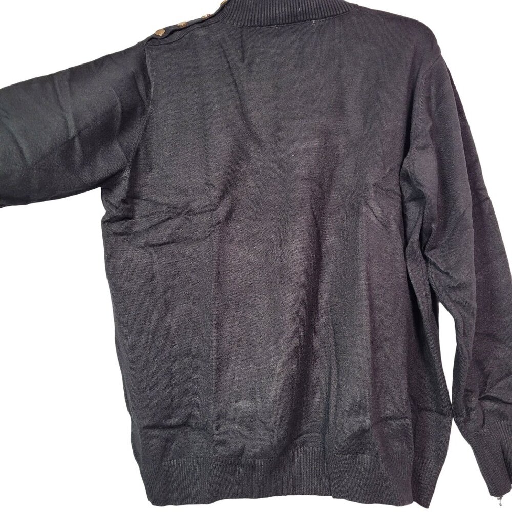 Women Black Mock Neck Sweater Long Sleeves With Shoulder Buttons Size X-Large - Picture 4 of 12